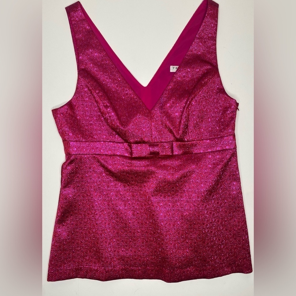Trina Turk 'Loveliness' Metallic Jacquard Sleeveless Top, Pink Jewel Sz 8 - Picture 3 of 10
